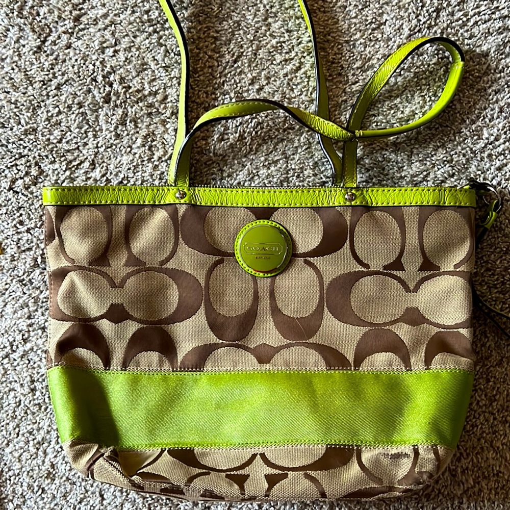 Green coach tote